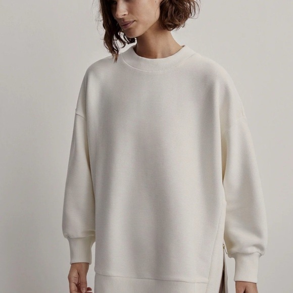 Varley Mae Boyfriend Sweatshirt Ottoman Knit Side Zip Pullover Top small - Picture 2 of 8